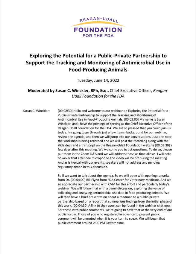 Exploring the Potential for a Public-Private Partnership to Support the Tracking and Monitoring of Antimicrobial Use in Food-Producing Animals 